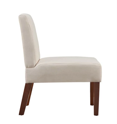 Carl Armless Fabric Upholstered Accent Chair Set Of 2 With Round Wood Side Table Slipper Chairs Sets-Maison Boucle 3 Carl Armless Fabric Upholstered Accent Chair Set Of 2 With Round Wood Side Table Slipper Chairs Sets-Maison Boucle - Image 3