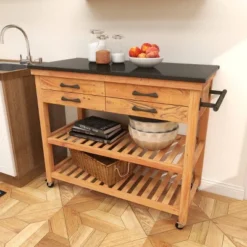 Coastal Wood Kitchen Cart Brown - Olivia & May 29 Coastal Wood Kitchen Cart Brown - Olivia & May -Furniture Sale Store GUEST e46a1f8d 50bd 40fa a182 9aab0be50087