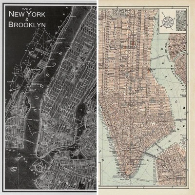 6" Double Sided Map Of New York Canvas Room Divider Gray - Oriental Furniture 3 6" Double Sided Map Of New York Canvas Room Divider Gray - Oriental Furniture - Image 3