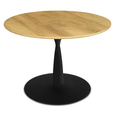 Harrison 35'' Wood Grain Finish Round Top With Metal Base Round Pedestal Dining Table-The Pop Maison 3 Harrison 35'' Wood Grain Finish Round Top With Metal Base Round Pedestal Dining Table-The Pop Maison - Image 3