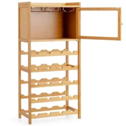 Costway 20-Bottle Bamboo Wine Rack Cabinet Freestanding Display Shelf W/ Glass Hanger 17 Costway 20-Bottle Bamboo Wine Rack Cabinet Freestanding Display Shelf W/ Glass Hanger -Furniture Sale Store GUEST e4d9af71 9ef1 4301 b610 d13229cd984e