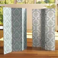 6" Double Sided Damask Canvas Room Divider Ivory - Oriental Furniture -Furniture Sale Store GUEST e56e95b3 49f6 4a11 b257 4fb5e129f126
