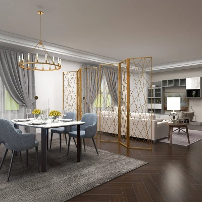 Glam Metal Geometric Room Divider Screen Gold - Olivia & May 12 Glam Metal Geometric Room Divider Screen Gold - Olivia & May - Image 12