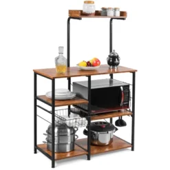 Costway 4-Tier Vintage Kitchen Baker's Rack Utility Microwave Stand W/ Basket & 5 Hooks 21 Costway 4-Tier Vintage Kitchen Baker's Rack Utility Microwave Stand W/ Basket & 5 Hooks -Furniture Sale Store GUEST e610a51d 9e16 45f6 8ba8 fa48df814627