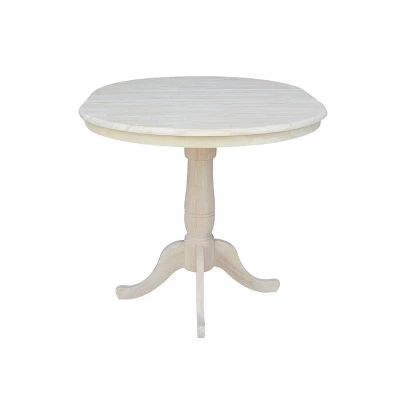 36" Round Extendable Table With 12" Drop Leaf Unfinished - International Concepts 5 36" Round Extendable Table With 12" Drop Leaf Unfinished - International Concepts - Image 5