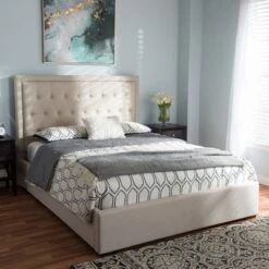 Queen Taylor Modern And Contemporary Fabric Upholstered Gas Lift Platform Bed Light Beige - Baxton Studio 15 Queen Taylor Modern And Contemporary Fabric Upholstered Gas Lift Platform Bed Light Beige - Baxton Studio -Furniture Sale Store GUEST e6b9a309 2c9a 4f04 bd05 f9393cf96e45