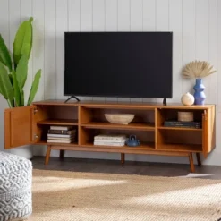 Furniture Sale Store 17 Solid Wood Mid-Century Modern TV Stand For TVs Up To 80" - Saracina Home