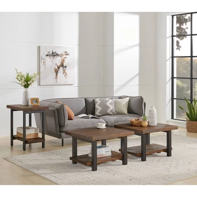 Pomona Solid Wood And Metal End Table With Shelf - Alaterre Furniture 3 Pomona Solid Wood And Metal End Table With Shelf - Alaterre Furniture - Image 3