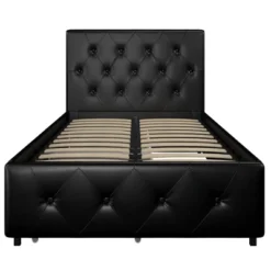 Dalia Faux Leather Upholstered Bed With Storage Black - Room & Joy