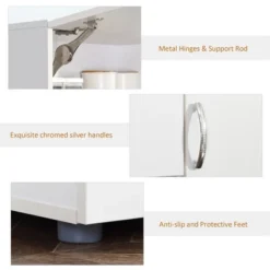 HOMCOM 66" Buffet With Hutch, Freestanding Kitchen Pantry With 2 Large Cabinets, 1 Pull Up Cabinet, 3 Drawers & Wide Countertop, White -Furniture Sale Store GUEST e88114fb ec7a 4780 8bb0 d8c7d31a12de