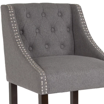 Merrick Lane Upholstered Barstool 30" High Transitional Tufted Barstool With Accent Nail Trim 10 Merrick Lane Upholstered Barstool 30" High Transitional Tufted Barstool With Accent Nail Trim - Image 10