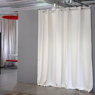 Room Dividers Now Tension Rod 8ft Tall X 10ft - 12ft 6in XXL - Stone White (With Curtains) 4 Room Dividers Now Tension Rod 8ft Tall X 10ft - 12ft 6in XXL - Stone White (With Curtains) - Image 4