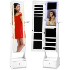 Best Choice Products Full Length LED Mirrored Jewelry Storage Organizer Cabinet W/ Interior & Exterior Lights -Furniture Sale Store GUEST e8e713bd ee90 4f03 b55b 83b1a17510af