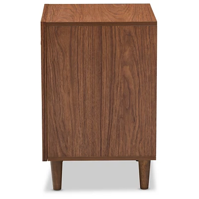 Harlow Mid-Century Modern Scandinavian Style Wood 1-Drawer And 1-Door Nightstand - White And Walnut - Baxton Studio 2 Harlow Mid-Century Modern Scandinavian Style Wood 1-Drawer And 1-Door Nightstand - White And Walnut - Baxton Studio - Image 2