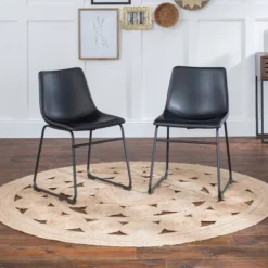 Set Of 2 Laslo Modern Upholstered Faux Leather Dining Chairs - Saracina Home -Furniture Sale Store GUEST e921ecff 5d1c 46bf 8a40 c3330f7f710d