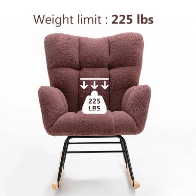 Epping Accent Modern Armchair Faux Shearling Fabric Nursery Glider Rocker, Wingback Chair Rocking Chairs-Maison Boucle 6 Epping Accent Modern Armchair Faux Shearling Fabric Nursery Glider Rocker, Wingback Chair Rocking Chairs-Maison Boucle - Image 6