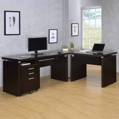 Skylar L-Shape Office Desk Set Cappuccino - Coaster 1 Skylar L-Shape Office Desk Set Cappuccino - Coaster