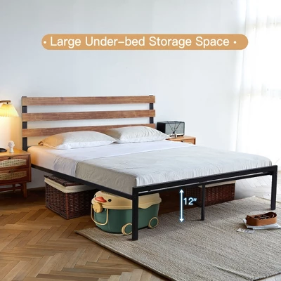 Costway Twin Size Metal Platform Bed Frame Mattress Foundation Wooden Headboard 4 Costway Twin Size Metal Platform Bed Frame Mattress Foundation Wooden Headboard - Image 4