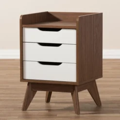 Brighton Mid - Century Modern Wood 3 - Drawer Storage Nightstand - Brown - Baxton Studio -Furniture Sale Store GUEST ea4daf3f 88d9 4223 a6a0 3f7fe7aa16f0