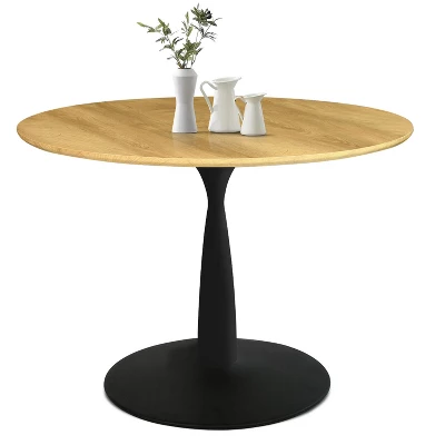 Harrison 35'' Wood Grain Finish Round Top With Metal Base Round Pedestal Dining Table-The Pop Maison 1 Harrison 35'' Wood Grain Finish Round Top With Metal Base Round Pedestal Dining Table-The Pop Maison