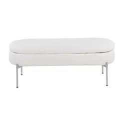 48" Chloe PU Leather/Metal Storage Bench Chrome/White - LumiSource -Furniture Sale Store GUEST eaa8a05f 09ee 4060 8d08 ec4e48812568