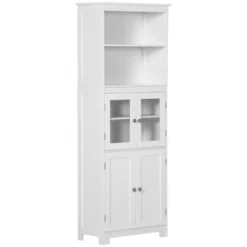 HOMCOM 63" Small Buffet With Hutch, 4-Door Kitchen Pantry, Freestanding Storage Cabinet With Adjustable Shelf For Dining Room, Living Room, White -Furniture Sale Store GUEST eb0a63d4 8d00 455e a90f 1a4c1e4ea1b4