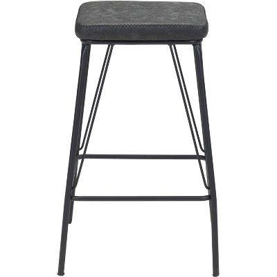 Set Of 2 Limoges Upholstered Barstools Vintage Black - ZM Home 2 Set Of 2 Limoges Upholstered Barstools Vintage Black - ZM Home - Image 2