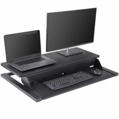 Stand Up Desk Store Power Pro Electric Adjustable Height Two Tier Standing Desk Converter (Black, 36" Wide)