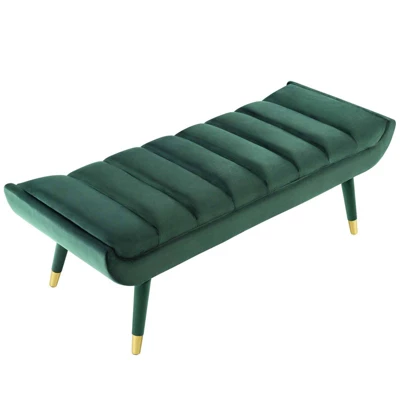 Guess Channel Tufted Performance Velvet Accent Bench Green - Modway 2 Guess Channel Tufted Performance Velvet Accent Bench Green - Modway - Image 2