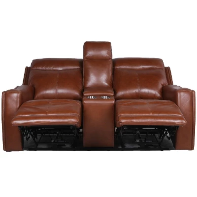 Natalia Power Loveseat Console Recliner Caramel Leather - Steve Silver Co. 7 Natalia Power Loveseat Console Recliner Caramel Leather - Steve Silver Co. - Image 7