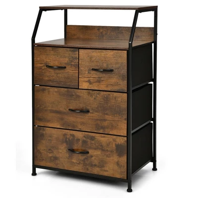 Costway 4 Drawer Dresser Tall Wide Storage Organizer Unit W/ Wooden Top Fabric Bins 9 Costway 4 Drawer Dresser Tall Wide Storage Organizer Unit W/ Wooden Top Fabric Bins - Image 9