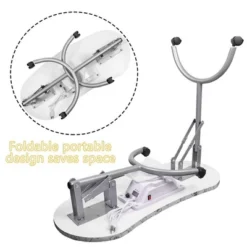 LEIBOU Professional 35 Inch Vented And Foldable Manicure Table With Wrist Rest Cushion, Dust Collector, And Carrying Bag, White