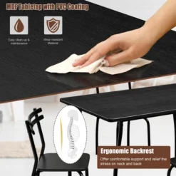 Costway 5 Piece Dining Set Table 30.0" And 4 Chairs Home Kitchen Room Breakfast Furniture Black -Furniture Sale Store GUEST ed5fc252 fc39 478d 8345 99687a1a02a1