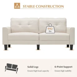 Costway Modern 79.5inch Fabric Loveseat Couch Living Room Sofa For Small Spaces Beige -Furniture Sale Store GUEST ed98f008 0e22 4ad4 aa00 48cde865d9be
