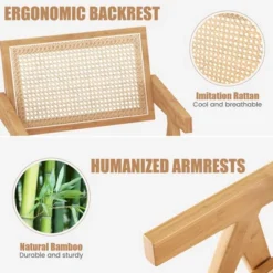 Costway Set Of 2 Rattan Accent Chairs Mid Century Dining Armchair Bamboo Frame Kitchen -Furniture Sale Store GUEST eed73fce 3cc5 4c10 8b72 4f36e249809d