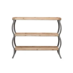 Rustic Metal Console Table With Shelves Brown - Olivia & May