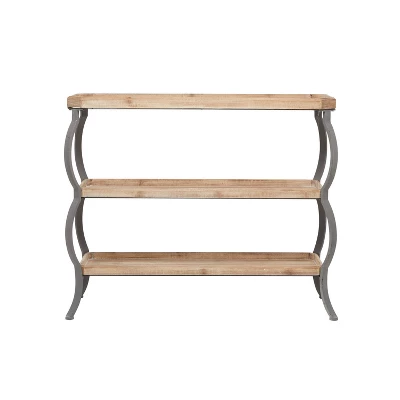 Rustic Metal Console Table With Shelves Brown - Olivia & May 1 Rustic Metal Console Table With Shelves Brown - Olivia & May