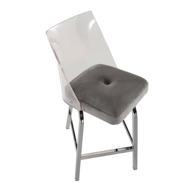 Set Of 2 24" Svana Chrome Finish Velvet Swivel Counter Height Barstools Gray - Inspire Q 2 Set Of 2 24" Svana Chrome Finish Velvet Swivel Counter Height Barstools Gray - Inspire Q - Image 2