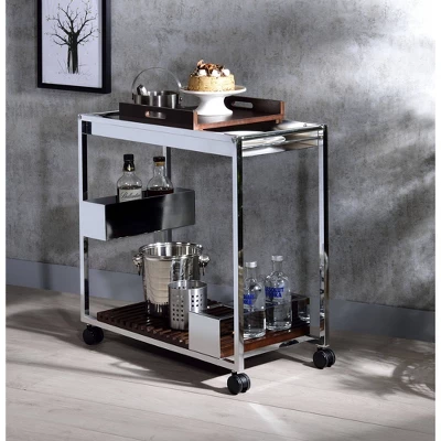 Lisses Serving Cart Chrome - Acme Furniture 2 Lisses Serving Cart Chrome - Acme Furniture - Image 2