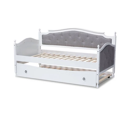 Twin Marlie Upholstered Daybed With Trundle Gray/White - Baxton Studio 10 Twin Marlie Upholstered Daybed With Trundle Gray/White - Baxton Studio - Image 10