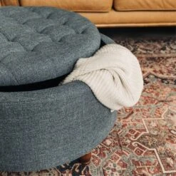 Large Round Tufted Storage Ottoman With Lift Off Lid - WOVENBYRD -Furniture Sale Store GUEST efc9421b 876b 4a72 8c2b 3dc591fdc8ad