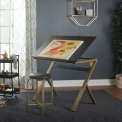 2pc Stellar Drawing Table With 36" Adjustable Top With Stool Set Black/Gold - Studio Designs 32 2pc Stellar Drawing Table With 36" Adjustable Top With Stool Set Black/Gold - Studio Designs -Furniture Sale Store GUEST f04d874f 9fe4 4ee2 94ff 73c77c3c6e1d