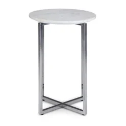 18" Farnell Contemporary Wide Metal Accent Side Table With Chrome Base White/Silver - WyndenHall 15 18" Farnell Contemporary Wide Metal Accent Side Table With Chrome Base White/Silver - WyndenHall -Furniture Sale Store GUEST f0908acf fc9d 4fac a7ab 1230dab83b7e