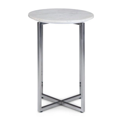 18" Farnell Contemporary Wide Metal Accent Side Table With Chrome Base White/Silver - WyndenHall 8 18" Farnell Contemporary Wide Metal Accent Side Table With Chrome Base White/Silver - WyndenHall - Image 8