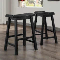 Set Of 2 24" Watkins Saddle Seat Backless Counter Height Barstools - Inspire Q
