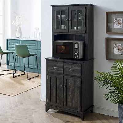 Microwave Storage Stand With Double Door Charcoal - Home Source 1 Microwave Storage Stand With Double Door Charcoal - Home Source