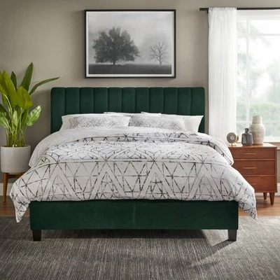 Queen Teagan Channel Upholstered Headboard Emerald Green - Lifestorey 1 Queen Teagan Channel Upholstered Headboard Emerald Green - Lifestorey