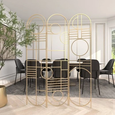 Modern Metal Room Divider Screen Gold - Olivia & May 8 Modern Metal Room Divider Screen Gold - Olivia & May - Image 8