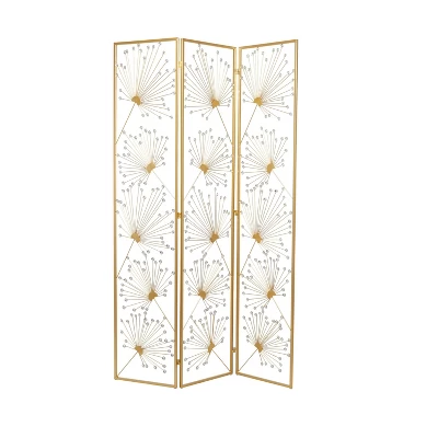 Glam Metal And Acrylic Room Divider Screen Gold - Olivia & May 1 Glam Metal And Acrylic Room Divider Screen Gold - Olivia & May