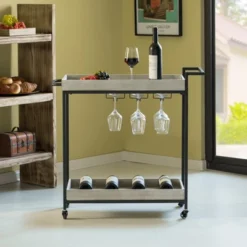 Vintiquewise Metal Wine Bar Serving Cart With Rolling Wheels, Wine Rack, And Glass Holder 10 Vintiquewise Metal Wine Bar Serving Cart With Rolling Wheels, Wine Rack, And Glass Holder -Furniture Sale Store GUEST f4ec8e5f be71 461d b2f2 27a6b00dcdd0